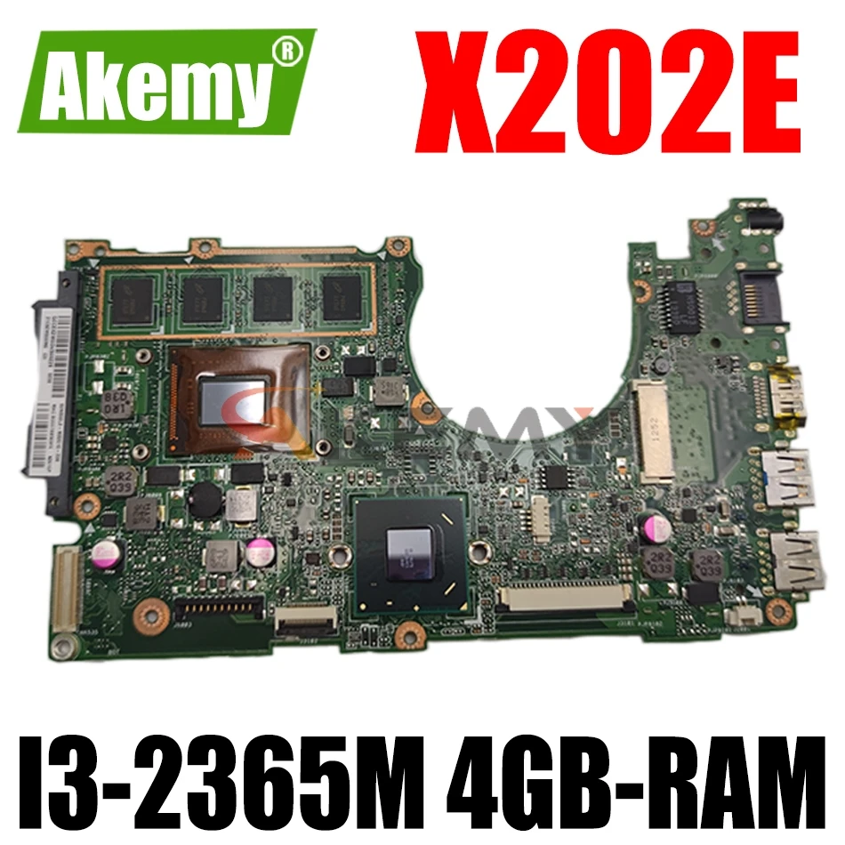 

AKEMY X202E Laptop Motherboard For ASUS VivoBook S200E X201E X201EP X201EV Original Mainboard 4GB-RAM I3-2365M