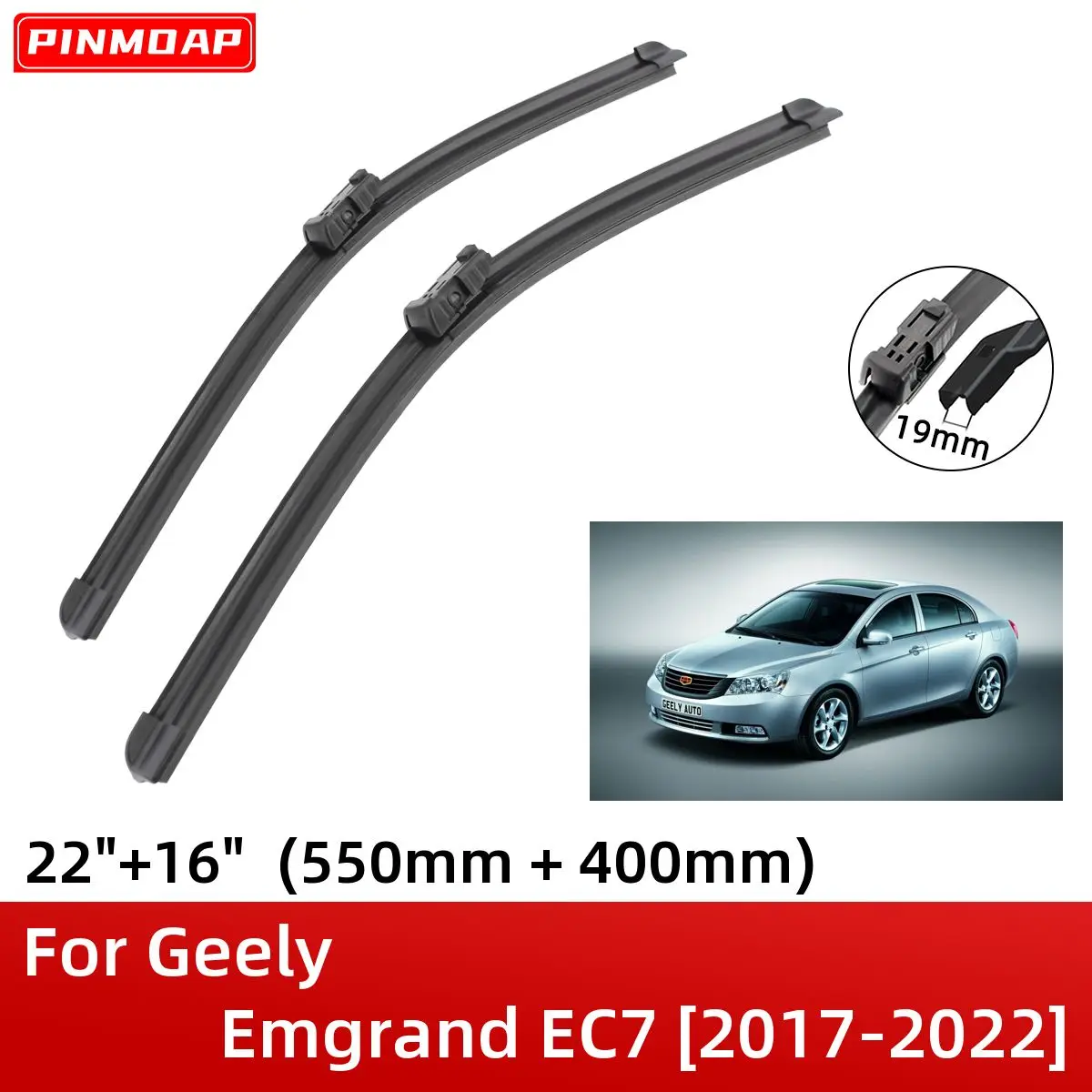 

For Geely Emgrand EC7 2017-2022 22"+16" Front Windshield Wiper Blades Brushes Cutter Accessories 2017 2018 2019 2020 2021 2022