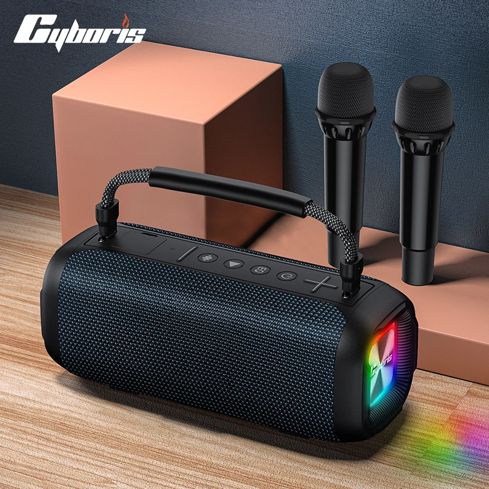 

CyborisT12 80W Bluetooth speaker, Portable Wireless karaoke Speaker, Subwoofer, 10400mAh,RGB lighting, Support TF/AUX/USB Play