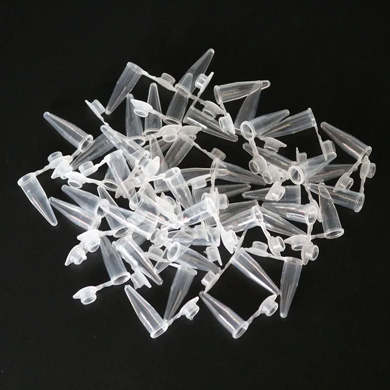 50 Mini 0.2 Ml Centrifuge Tubes Test Experiment Tubes Transparent Plastic Tube Container Science Laboratory Test Accessories Lid