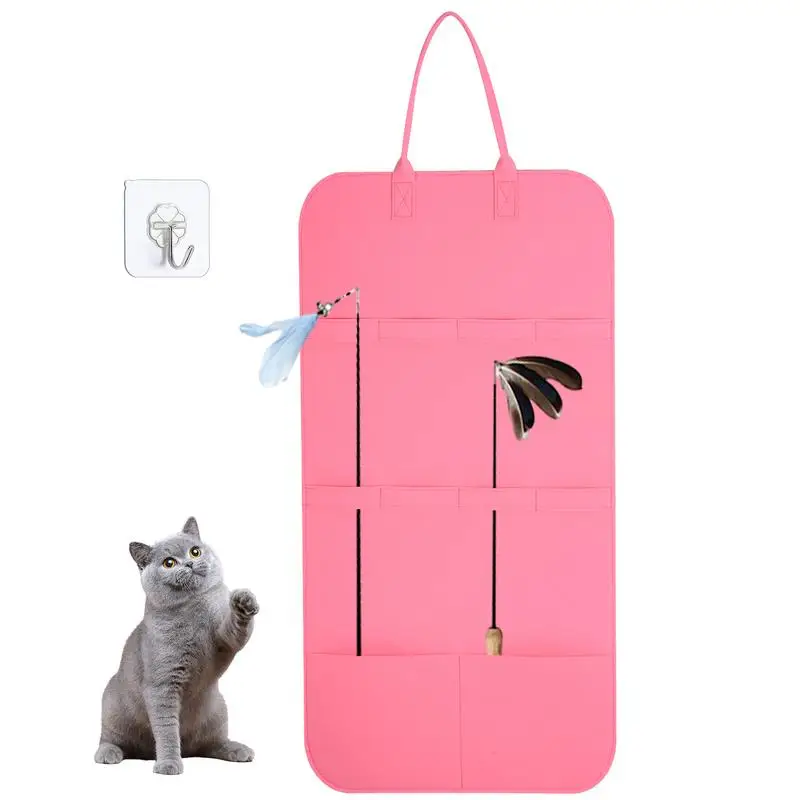 

Cat Toy Organizer Wall Organizer Storage Bag Pet Toy Container Cat Teaser Wand Indoor Cats Toy Storage Solution Wall Organizer