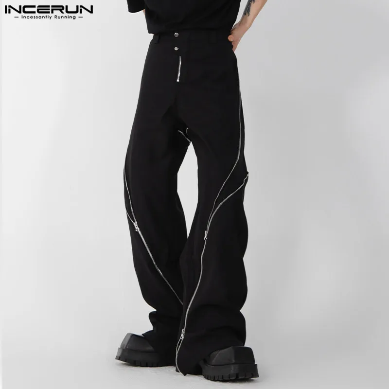 

Стильные горячие продажи мужские брюки INCERUN структурный дизайн свободные удобные брюки модные на молнии с разрезом микро тянущиеся брюки