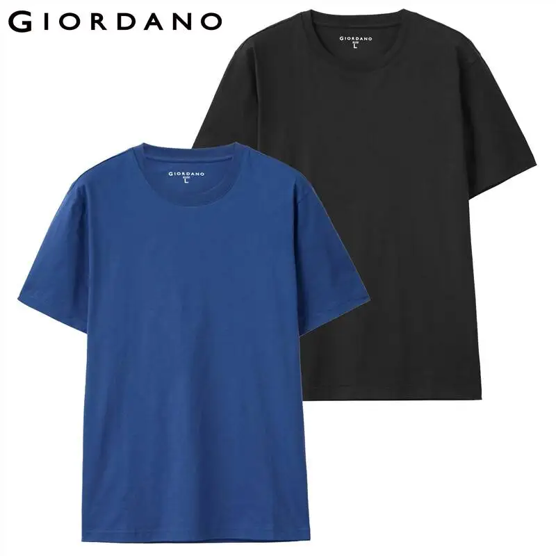 

GIORDANO Men T-Shirts Slim Design Cotton T-Shirts 2PCS/PKG Solid Color Ribbed Crewneck Short Sleeves Casual T-Shirts 18021211