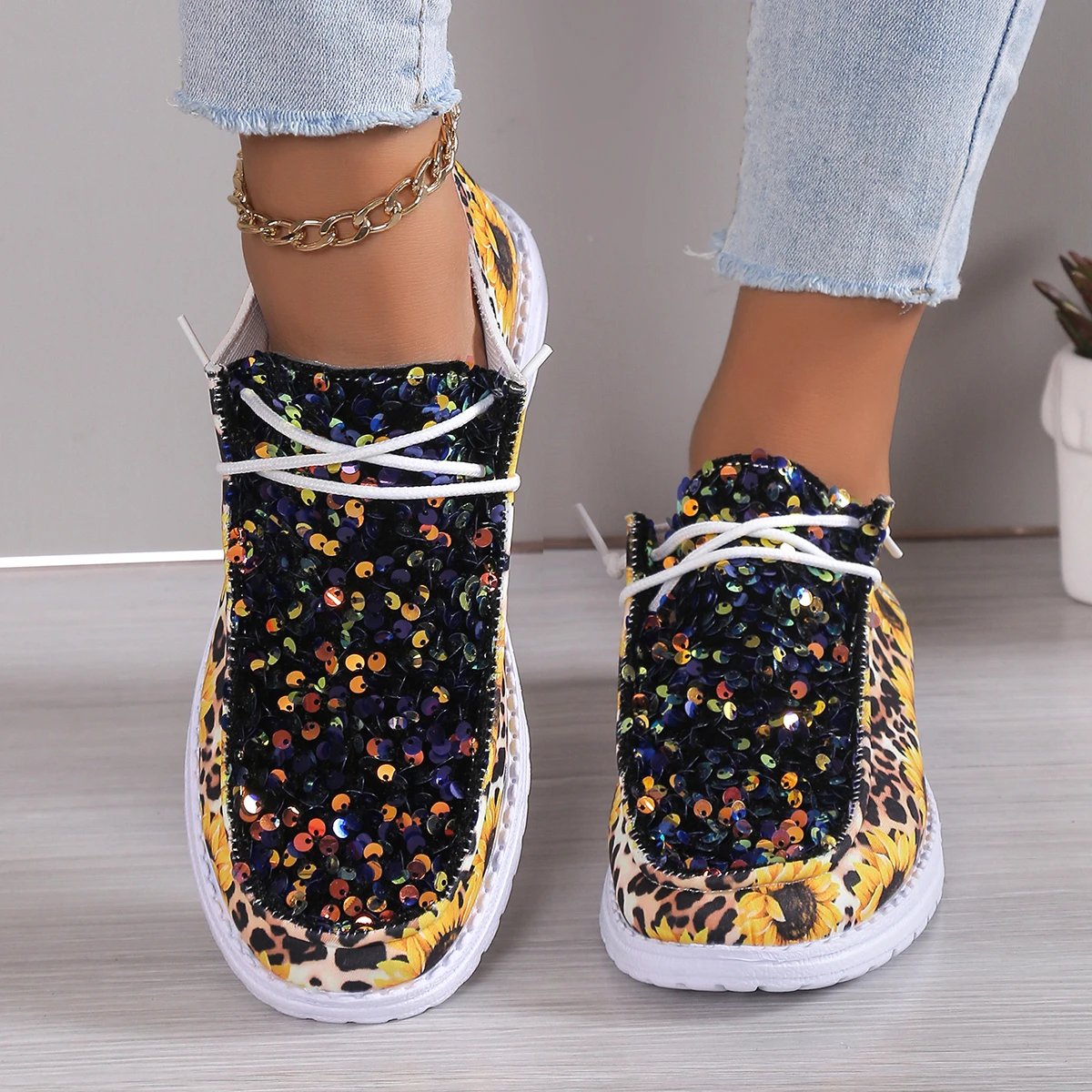 Женские Повседневные Парусиновые Лоферы На Плоском Каблуке Удобная Уличная