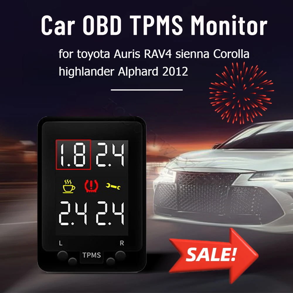 

Цифровой монитор давления в шинах OBD TPMS, сигнализация блокировки скорости для Toyota Auris RAV4 sienna Corolla highlander Alphard 2012, тюнинг