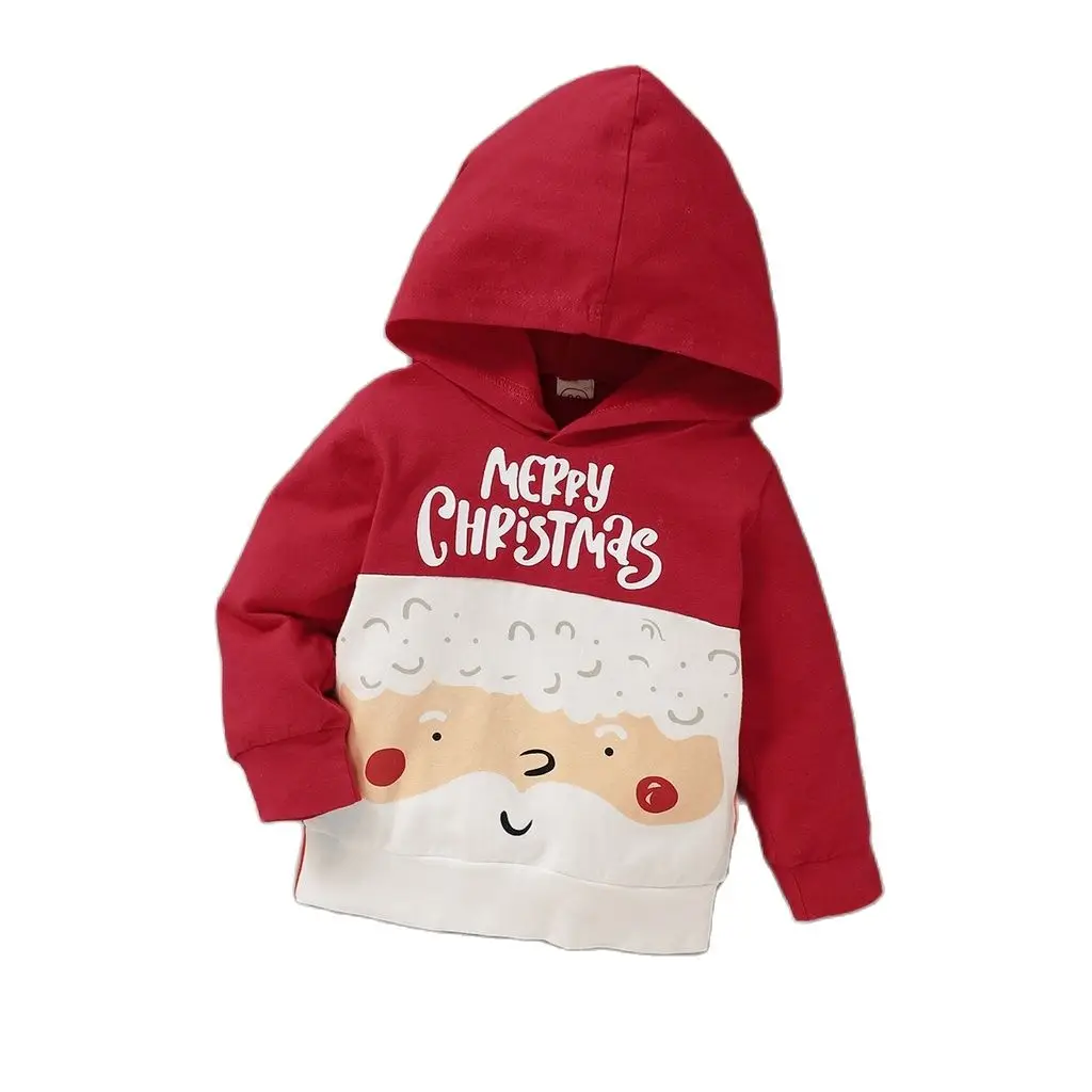 3-24M Newborn Unisex Hoodie Jackets Long Sleeve Autumn Christmas Print Contrast Hooded Baby Girl Coats Outerwear Clothes