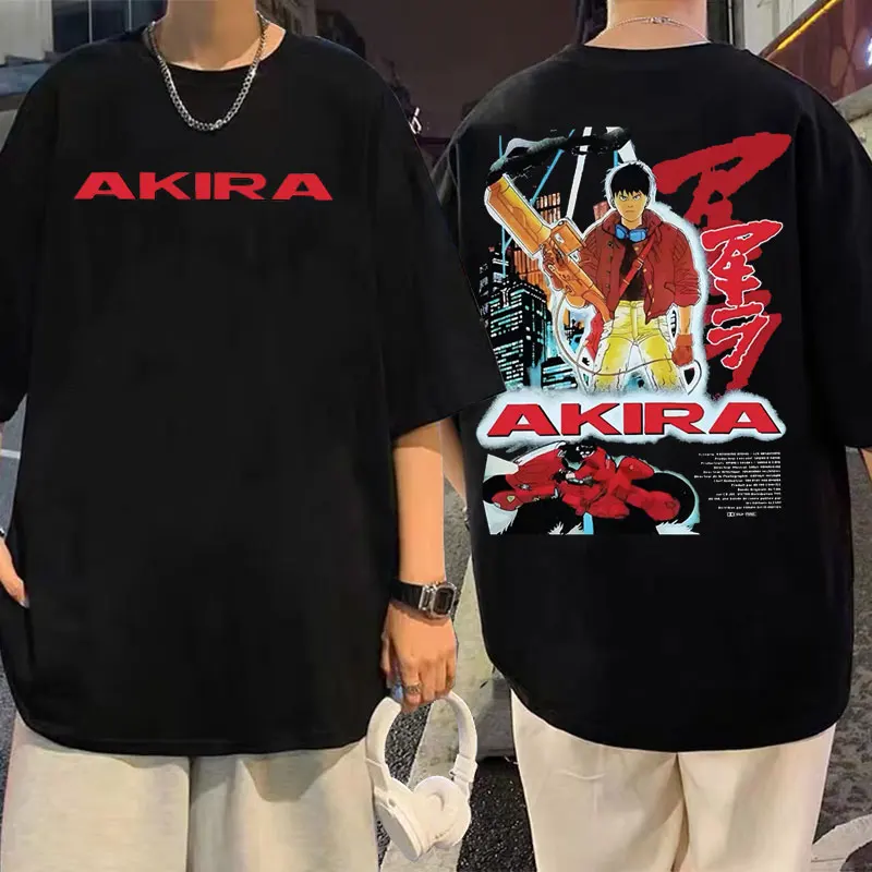 

Vintage Anime Akira Men Women Fashion Tshirt Tops Men's Black T-shirt Shotaro Kaneda Capsule Double Sided Graphic Print T Shirt