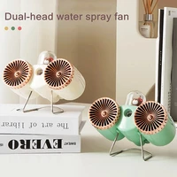cute pet pilot spray mist water cooling fan with led backlight usb rechargeable 3 gear adjustable office room mini table fan