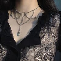 titanium steel new moon star lovely clavicle chain pendant fashion exaggerated choker popular jewelry necklace
