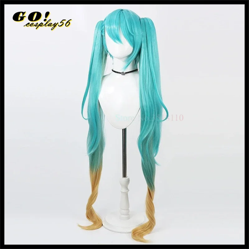 2024 Волшебный парик для косплея Мику длинные хвостики 120 см золотистые смешанные