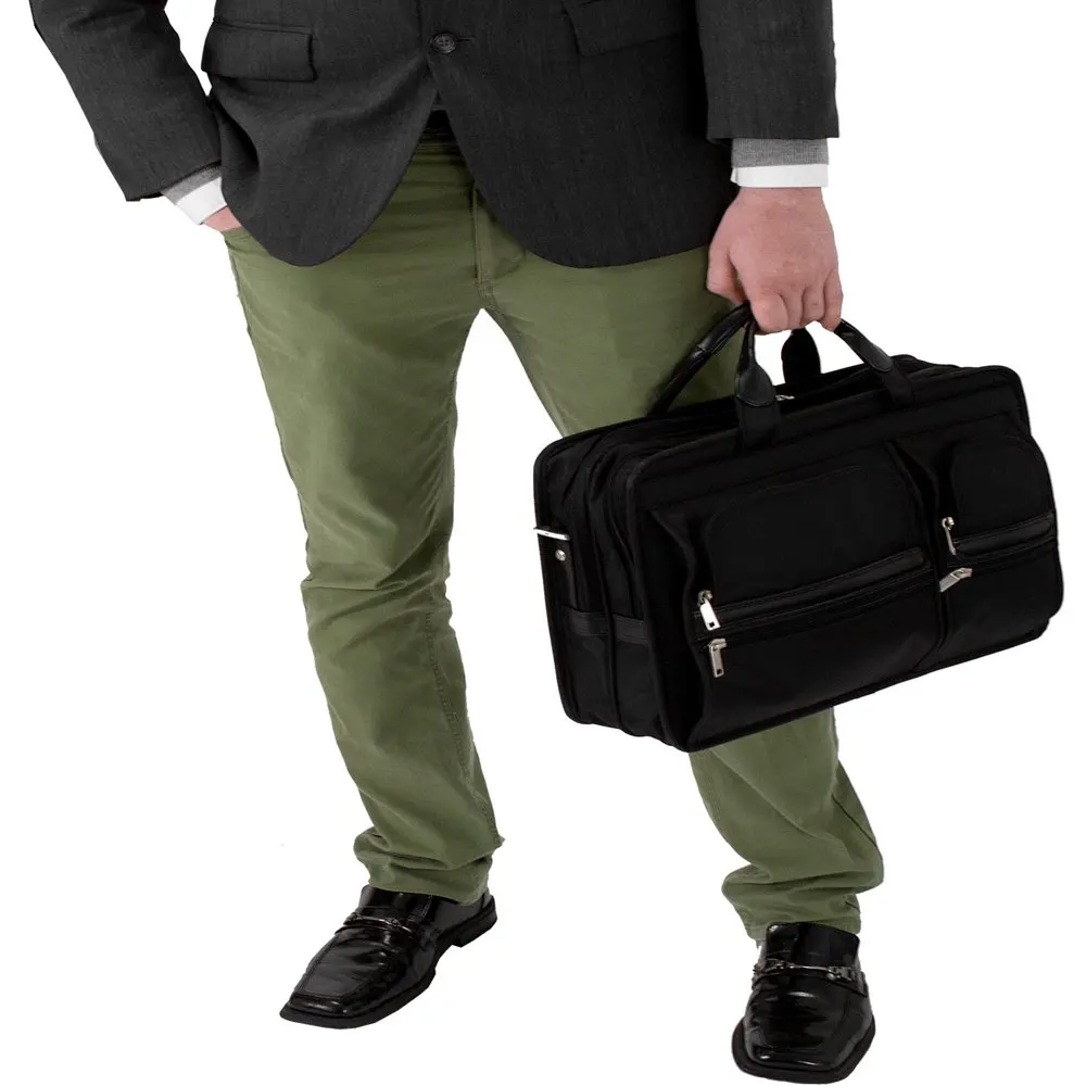 McKlein HUBBARD, Nylon Double Compartment Laptop Briefcase, Tech-Lite Ballistic Nylon, Black (58435)