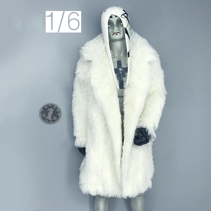 

1/6 Scale Soldier White Faux Fur Jacket Mens Loose Fur Leather Coat Fashion Leisure Trench for 12inch Action Figure Model
