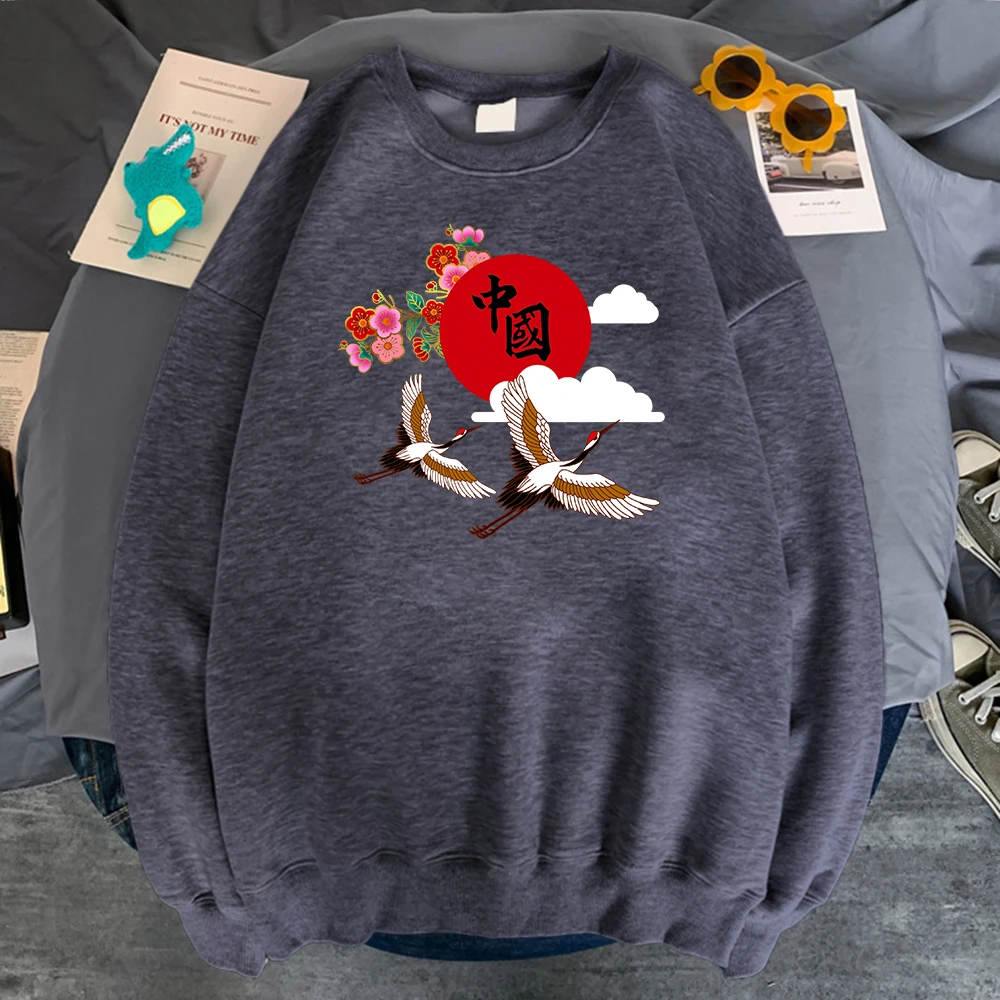 

Hoodie Chinese Crane Antiquity Printed Sweatshirts For Men Casual Hip Hop Hoody Fashion Man Streetwear Harajuku Gym Clothing