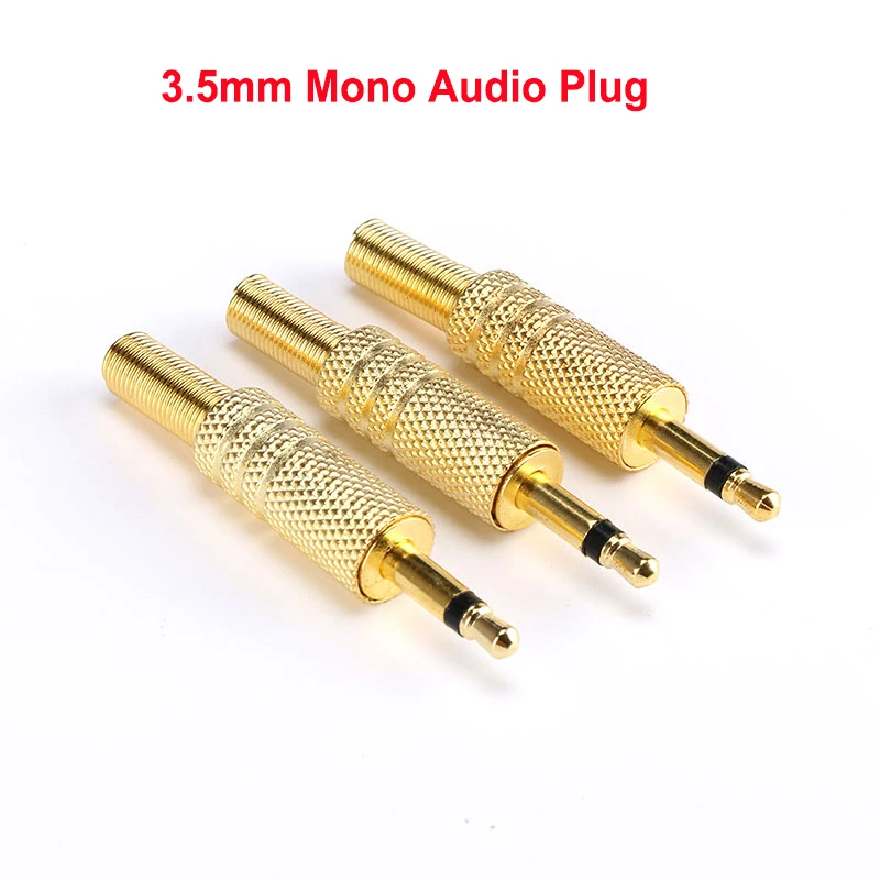 

10 шт. 3,5 мм позолоченный штекер аудио разъем моно разъем аудио разъем с металлическим корпусом DIY адаптер