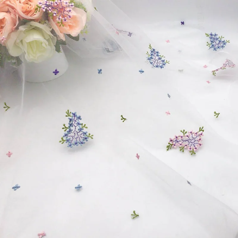 

Fresshipping Exquisite Flower Embroidery Soft Tulle Lace Fabric for DIY Handmade Wedding Bridal Lace Dress Party Dress Skirt