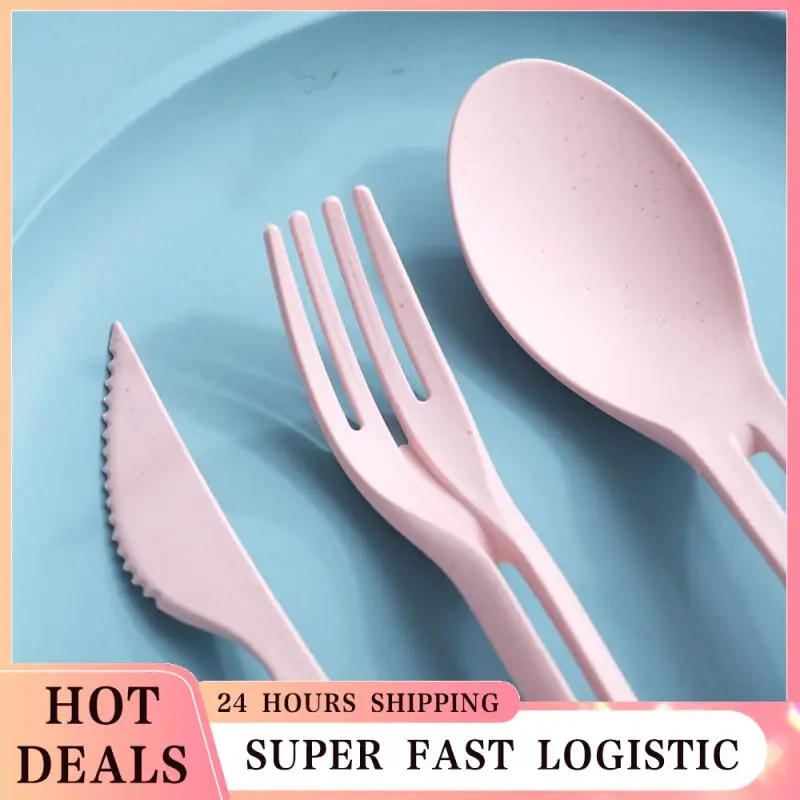 3 In 1 Travel Reusable Cutlery Set Japan Style Wheat Straw K