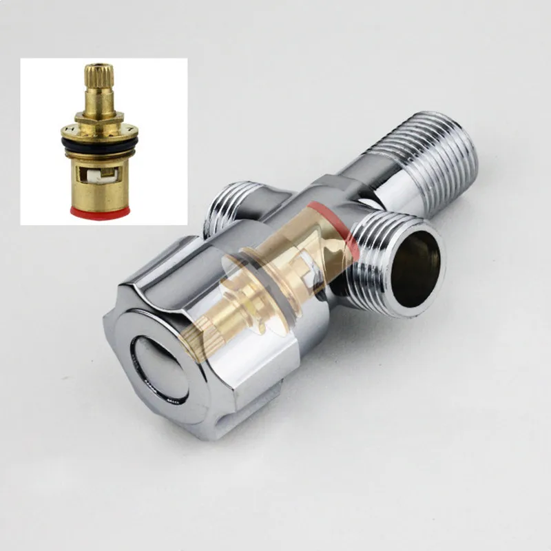 

Copper Faucet Angle Valve One Into Two Out Water Washing Machine Water Heater Kitchen Sink Control Valves Bathroom Accessories