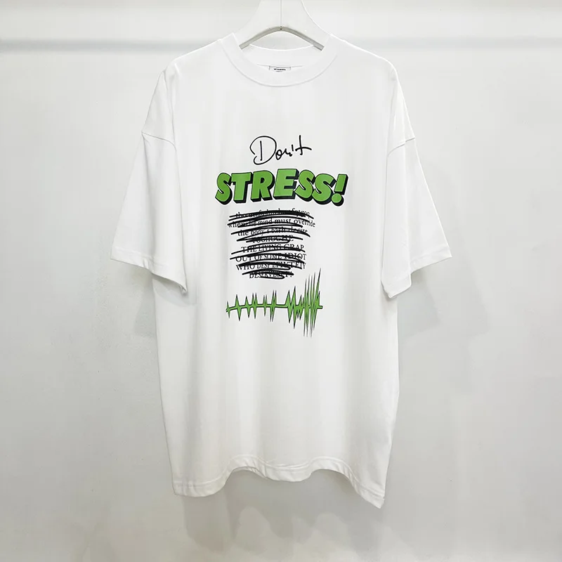

VETEMENTS Light NEW White Gray High Quality Letter Green Printing 1:1 Oversize Men Women COTTON T-Shirt Short Sleeve