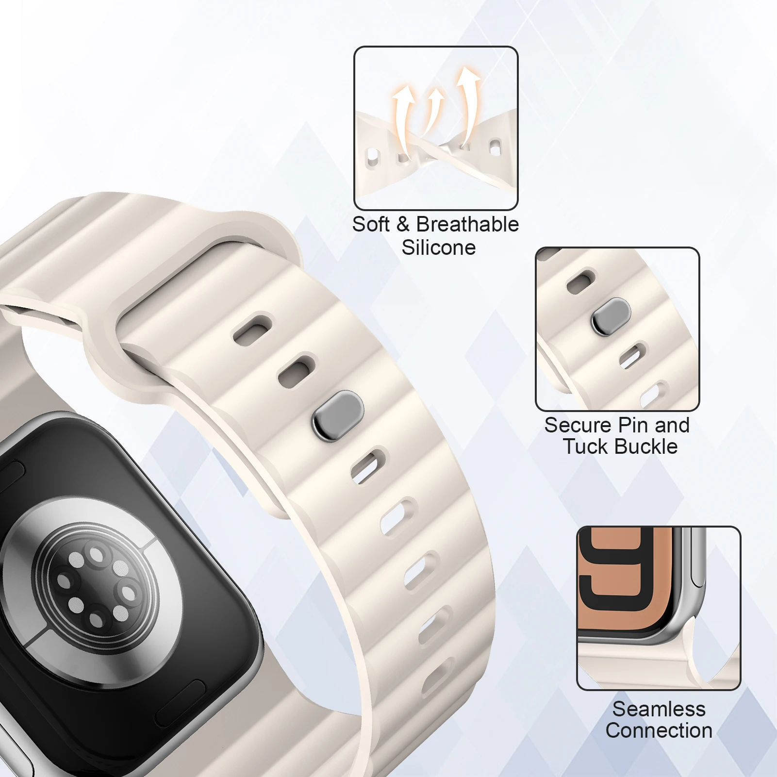 Фото Спортивные силиконовые ремешки для Apple Watch Band Ultra 2 49 мм, браслет correa для умных часов iwatch Series 9 8 7 6 SE, ремешки 45 мм 44 мм 42 мм №3