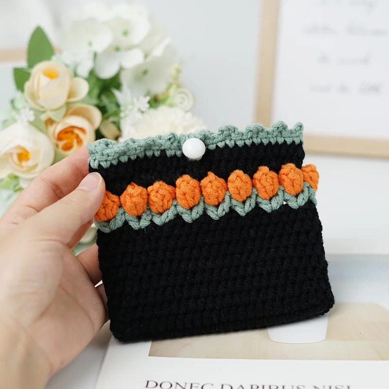 

hand woven bag, DIY wool, self-made Crochet wallet, Tiktok's same material bag