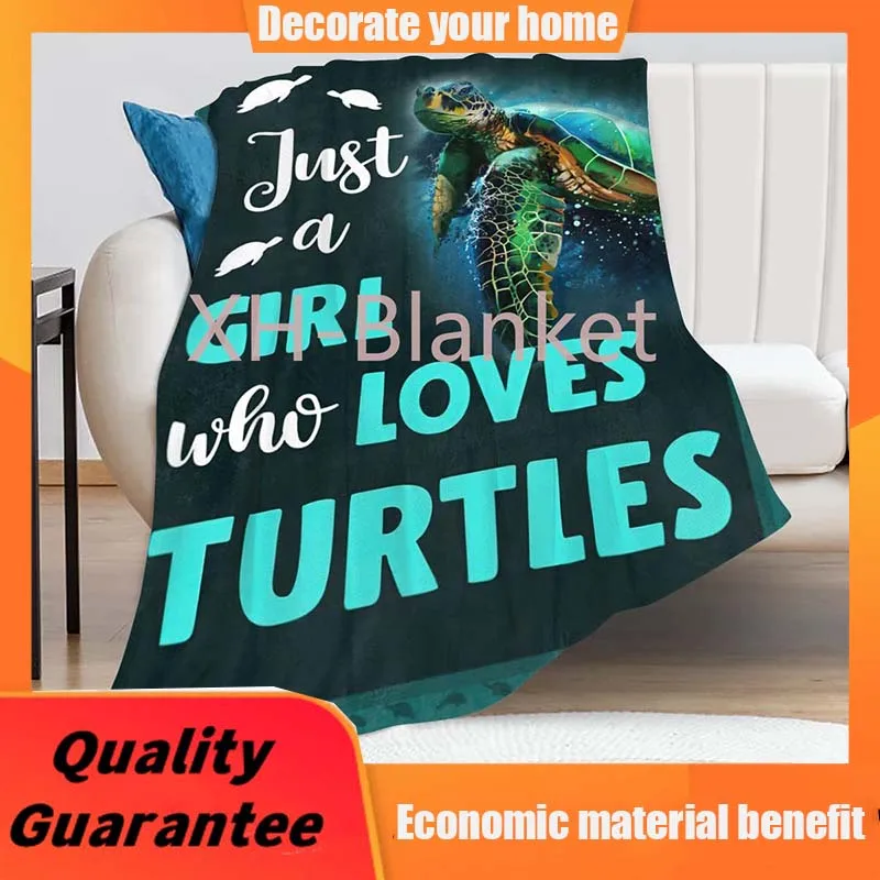 

Just A Girl Who Loves Turtles Blanket, Teal Sea Turtle Decor Throw Blanket Gifts for Girls Super Warm Soft Plush Lightweight