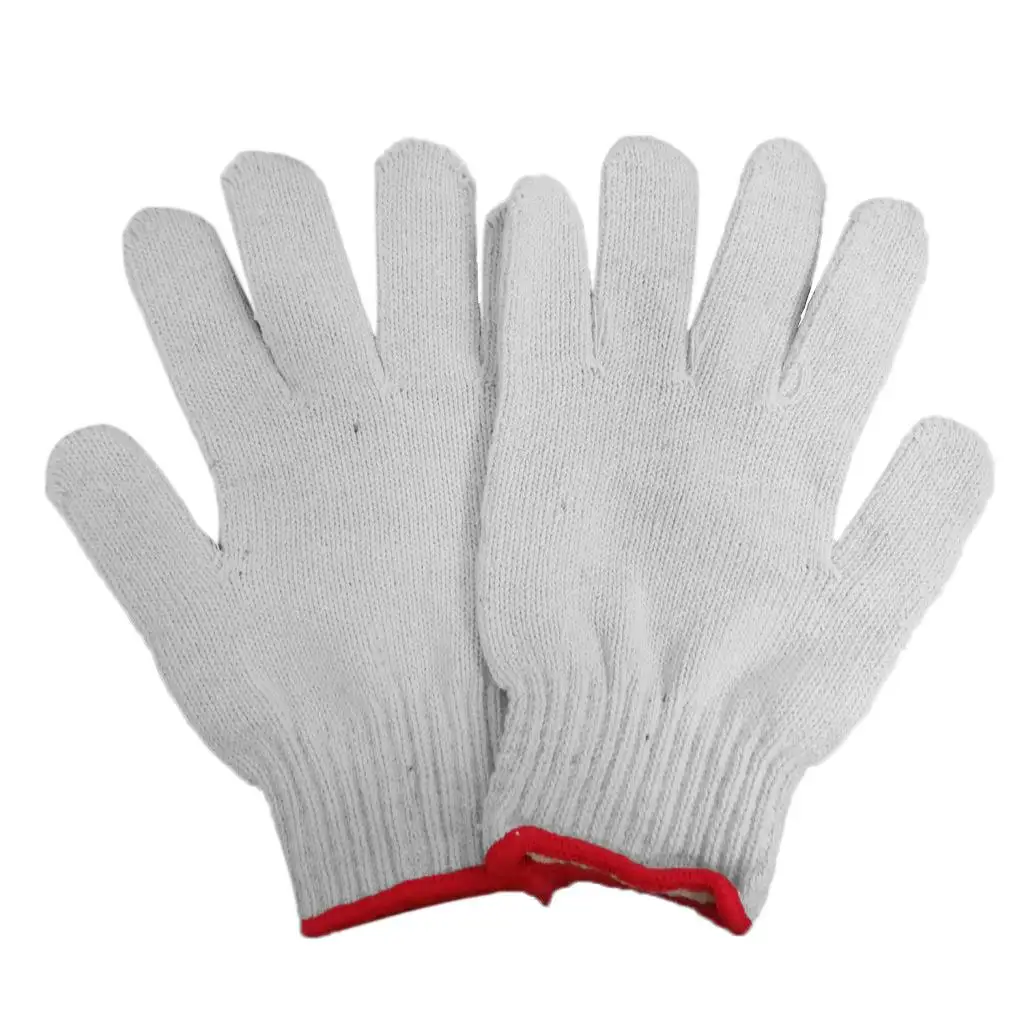 

1 Pair Pack Anti-slip White Protective Cotton Knit Work Gloves 900g Roving