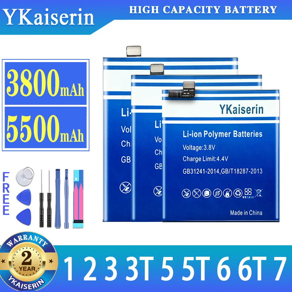 

YKaiserin Battery For Oneplus 1+ For OnePlus 1 2 3 3T 5 5T 6 6T 7 For OnePlus1 OnePlus2 OnePlus3 OnePlus3T OnePlus5 OnePlus5T