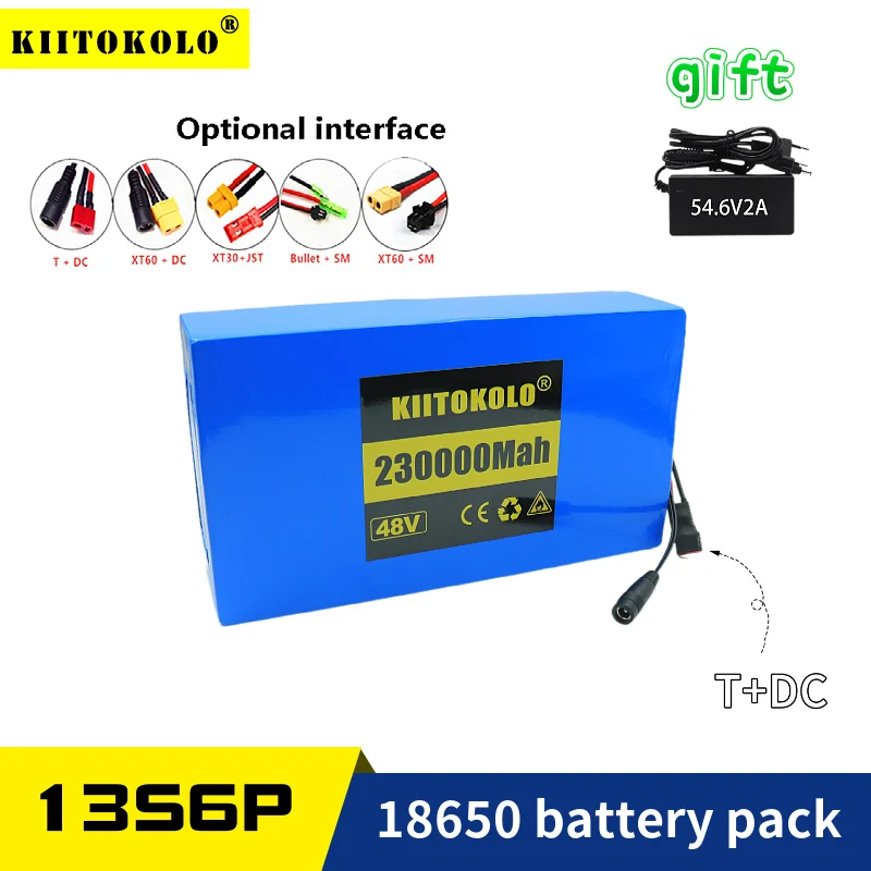 

48V Battery 230000Ah Lithium Ebike , 13S6P Li Ion Battery for 500W 750W 1000W Motor Electric Bicycle Bike Scooter+54.6V Charger