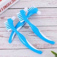 3pcs denture toothbrush double brush head denture care toothbrush denture care brush anti slip handle denture cleaning brush
