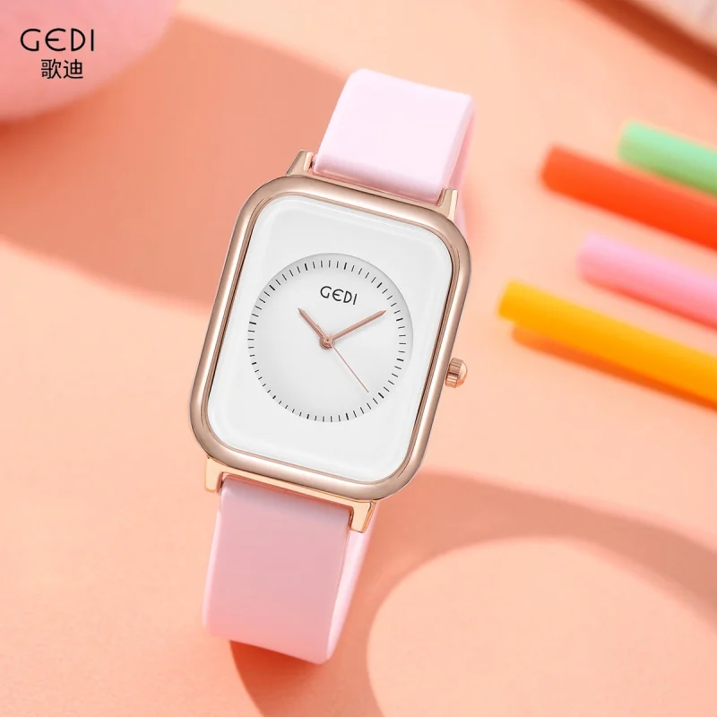 Simple Silicone Band Female Student Ins Style Good-looking Summer Square Quartz Waterproof Watch