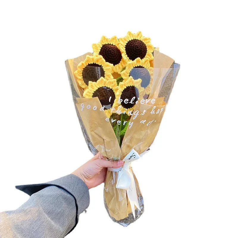 Букет ручной работы тканая пряжа тюльпан для вязания крючком материал сделай сам