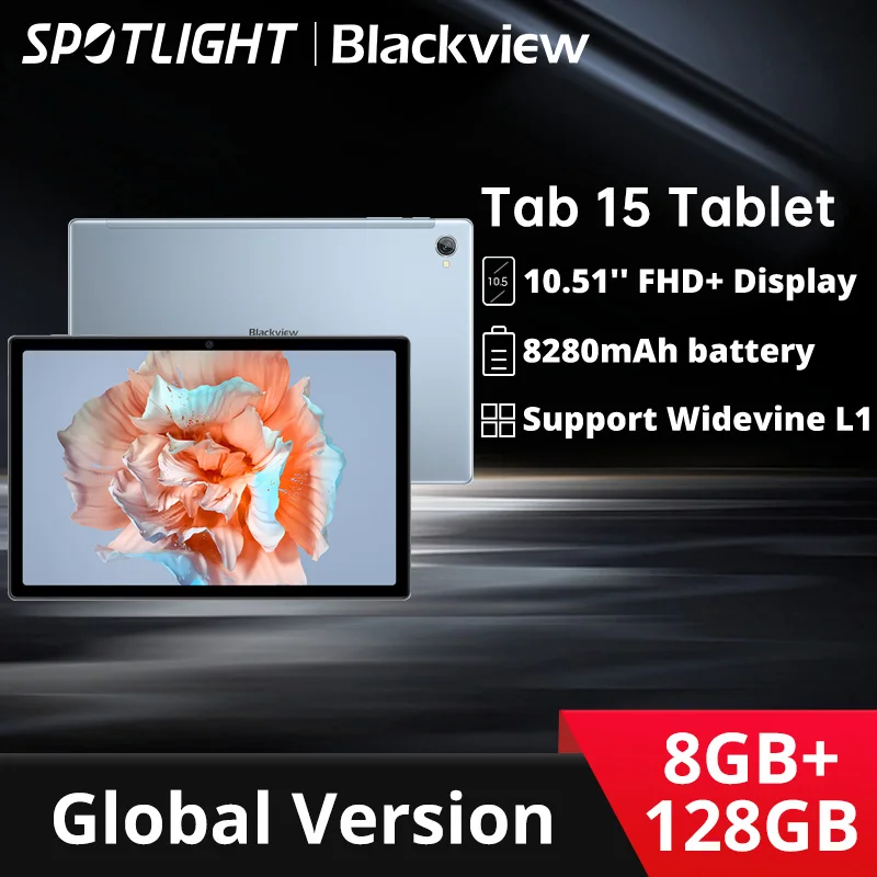 Blackview Tab 15 Tablet 10.51'' FHD+ Display 8GB 128GB Octa core Unisoc T610 8280mAh  Android 12 13MP Camera Quad-BOX  Pad