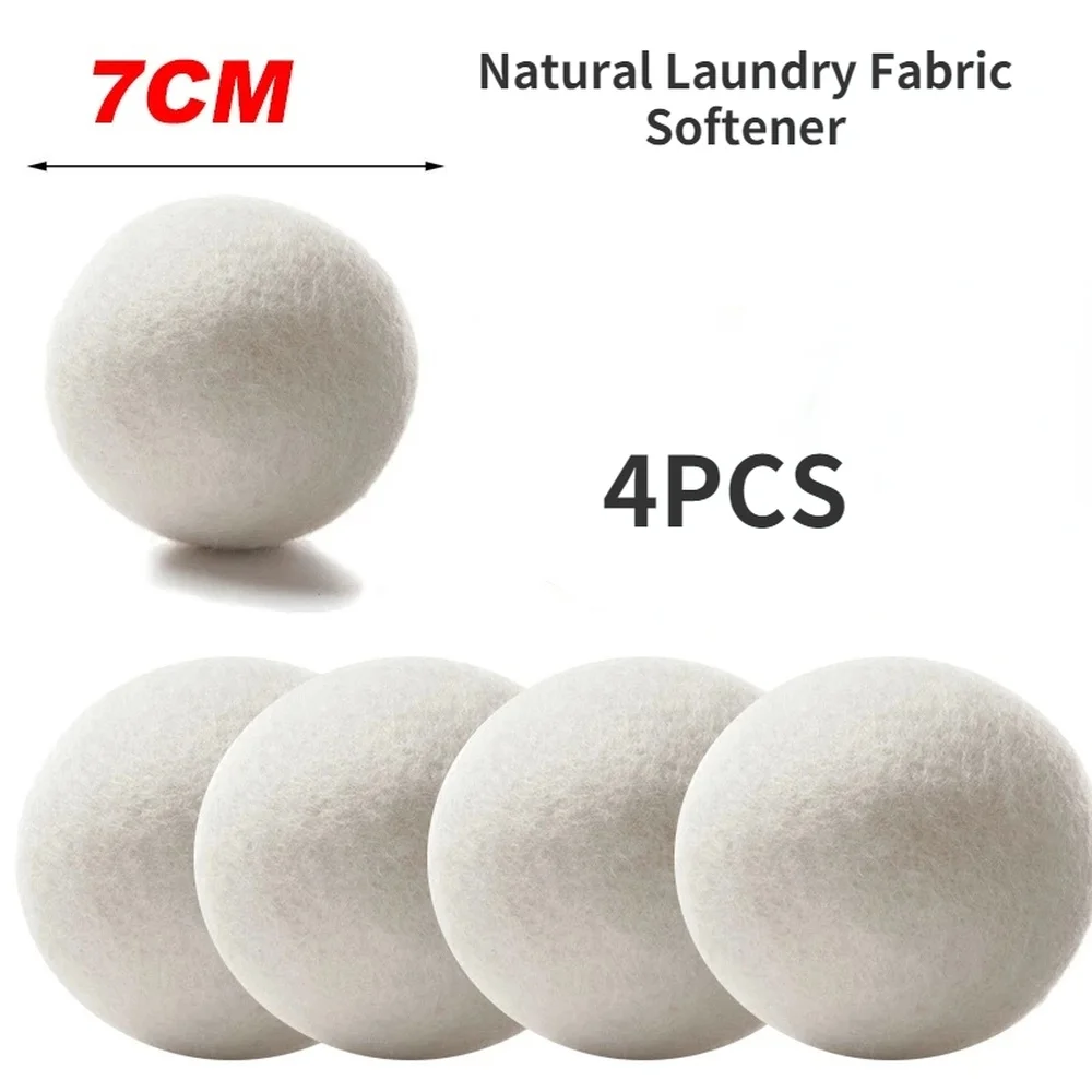 

4PC Wool Dryer Balls Organic (7-7.5CM ), Reusable New Zealand Natural Fabric Softener, dryer and Washing Machine Accessories