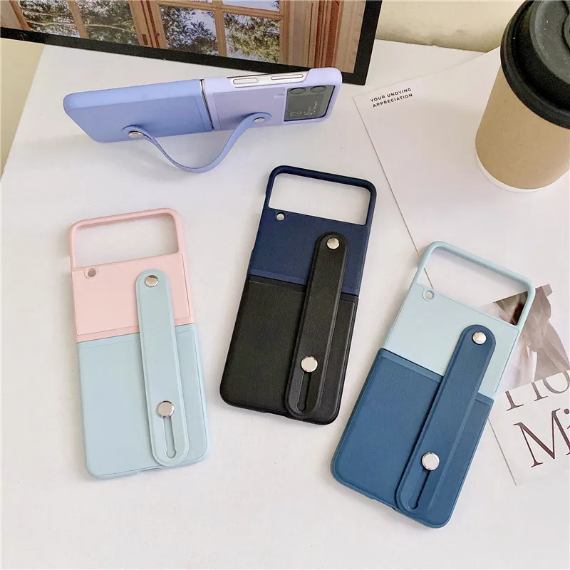 

Luxury Premium contrast color Phone Case for Samsung Galaxy Z zflip4 Scratch-Resistant Shockproof Protective Cover With holder