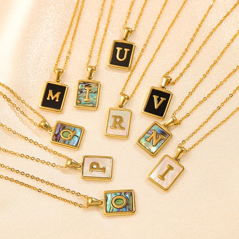 Набор квадратных ракушек ожерелье с 26 буквами титановая сталь вакуумная