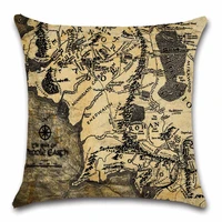 middle earth maps ring print linen beige cushion cover pillow case decoration for home living room sofa chair friend gift