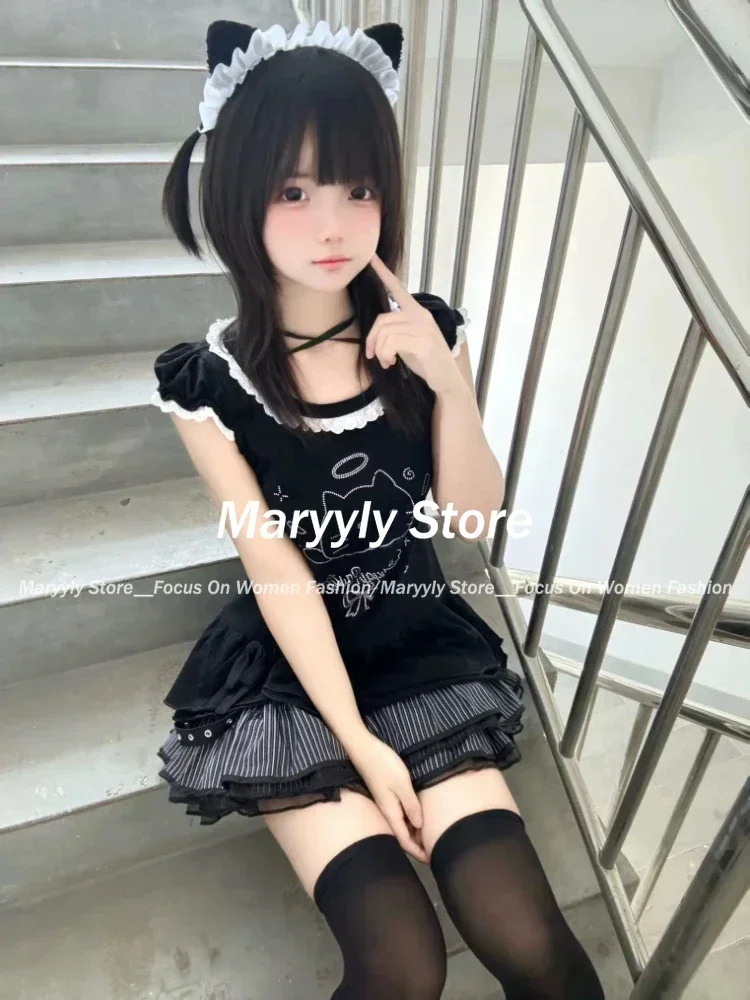 Miss Tough женские черные кружевные футболки и юбки