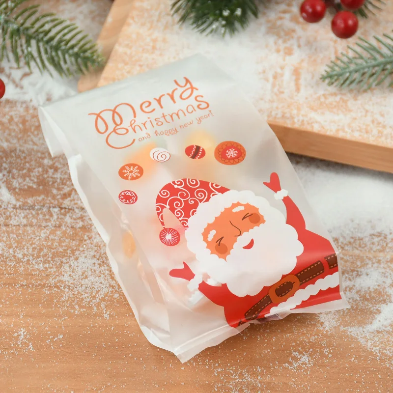 

25PCS Santa Claus Merry Christmas Plastic Gifts Bags Candy Cookie Baking Packaging Bag Xmas New Year Party Decoration Supplies