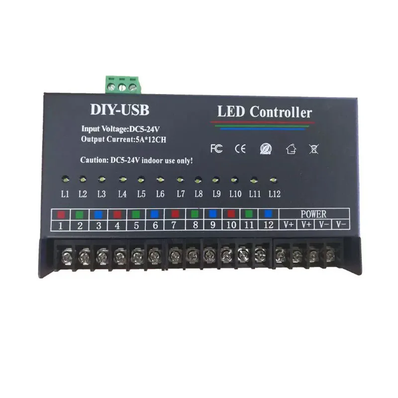 12-канальный программируемый светодиодный контроллер DIY-USB для одноцветных полосок поддерживает шатер, расход воды, эффекты вспышки, диммер 5 В12 В (art.: 3920d2cfc27ca) - 3920d2cfc27ca
