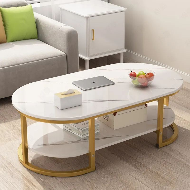 

Modern Luxury Coffee Tables Living Room Nordic Square Marble Effect Side Table Metal White Table Basse Pour Salon Home Furniture