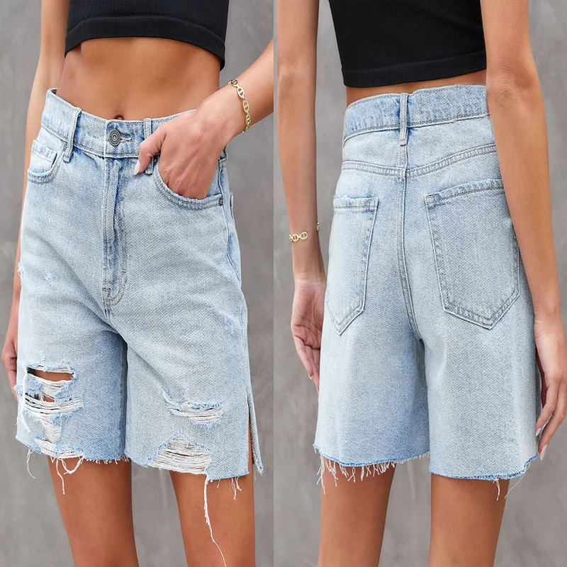 Denim Shorts Women High Waist Ripped Hole Streetwear Y2k Shorts Summer Thin Short Jeans Harajuku Women Clothing