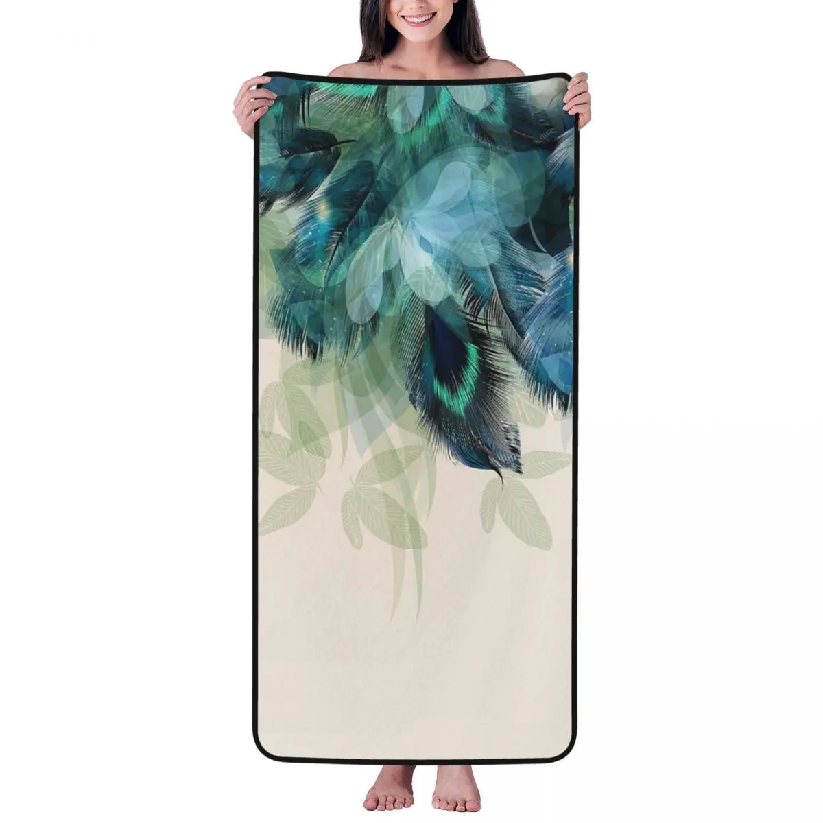 

Peacock Feather Beach Towel for Adult Kids Microfiber Bath Towel Blanket for Camping Swim Pool Travel Beach Gym