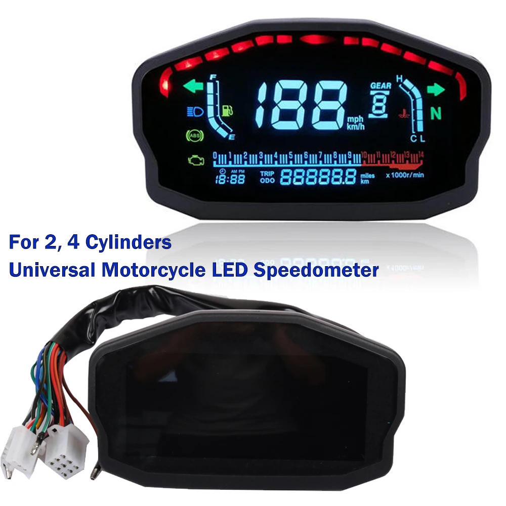 

Motorcycle Digital Dash Digital Panel for Honda Ducati Kawasaki Suzuki Universal LED LCD Speedometer Odometer 1,2,4 Cylinders