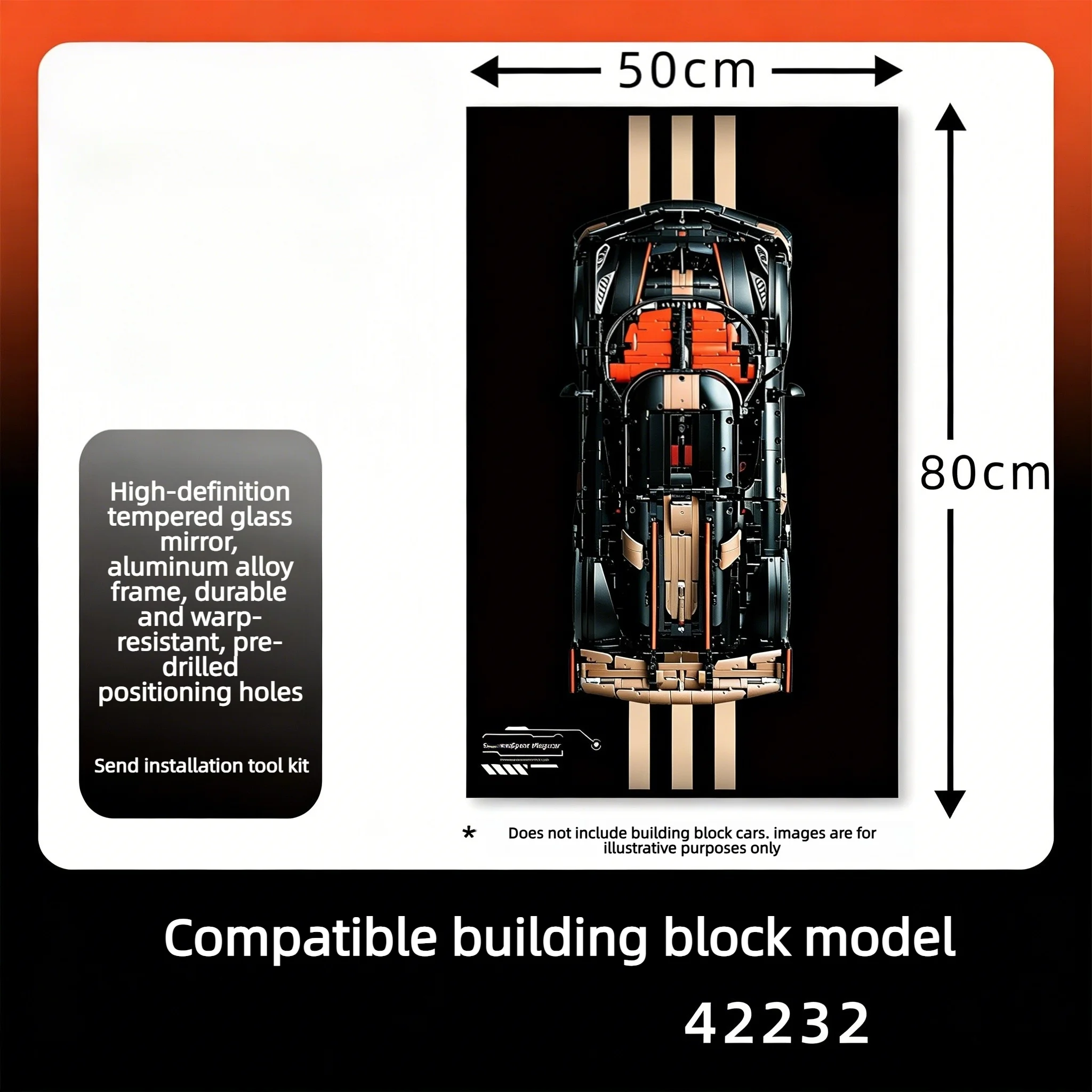 Фото Новая настенная рамка-витрина, совместимая с конструктором Lego Technic 42232 «Гоночный автомобиль», модель 42232, для декора стен №5