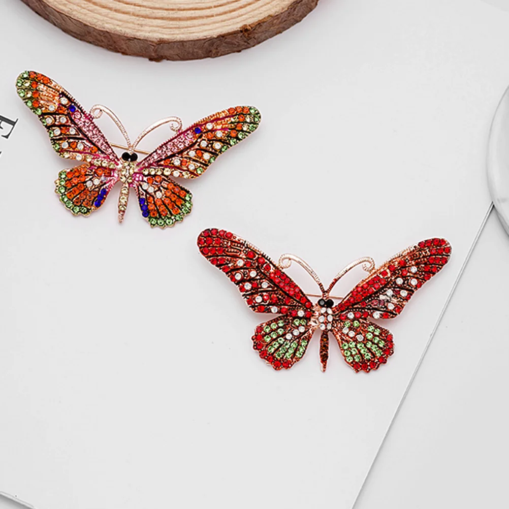 

2Pcs Retro Oil Drop Brooch Rhinestone Colorful Breastpin Clothes Decor