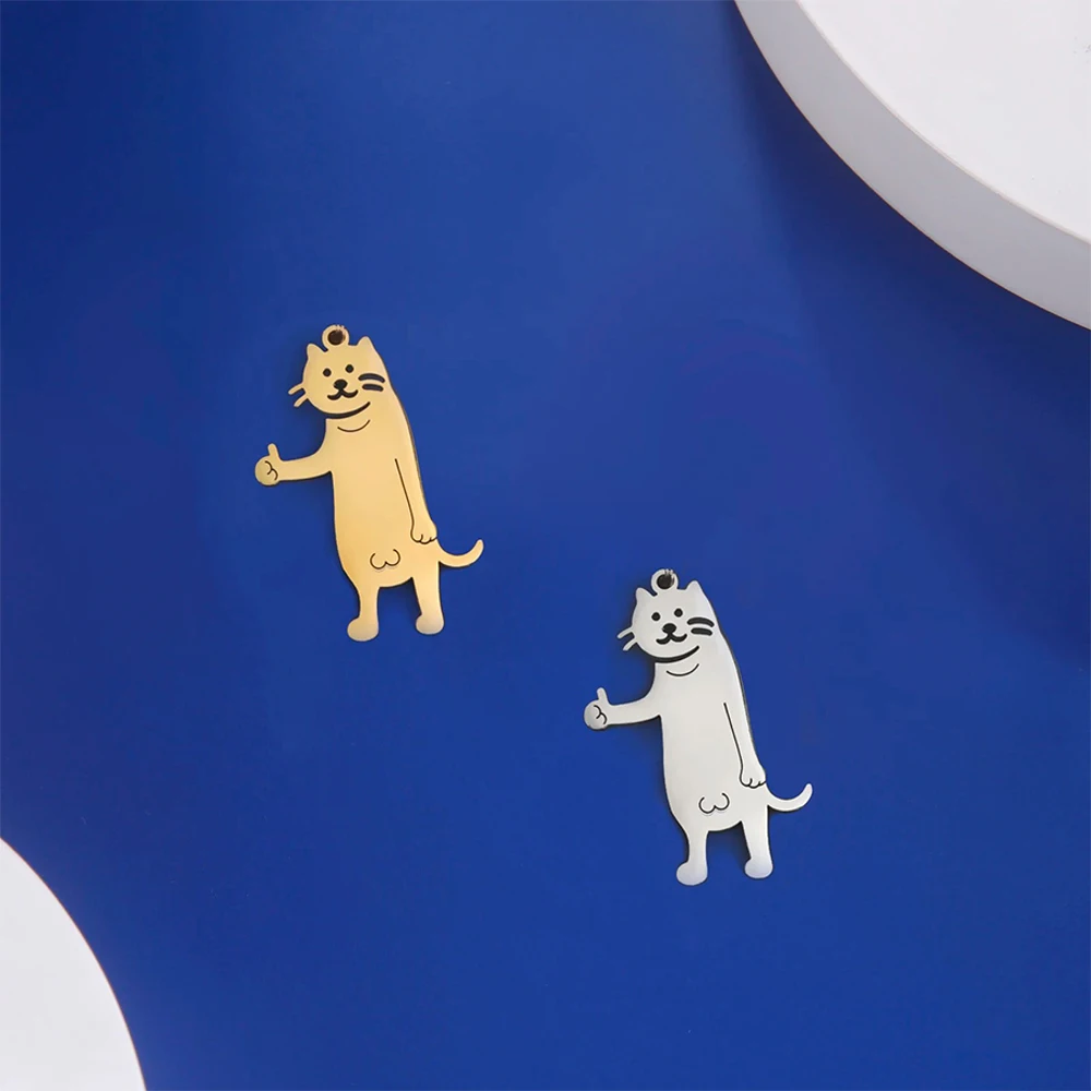 EUEAVAN 5 шт. Животное Кошка Котенок Нержавеющая сталь Подвески для ожерелья