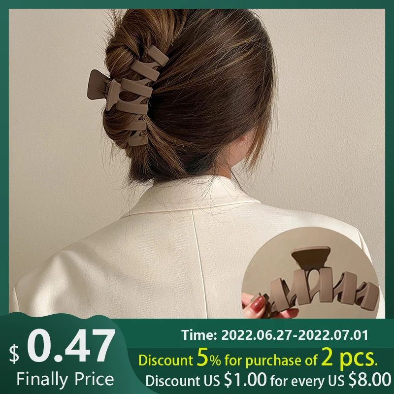 

2022 Large Ponytail Shark Hair Clip For Women Korean Claw Clip Thick Hair Soild Color Crab Hair Clip Barrettes крабик для волос