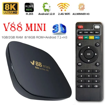 V88 Мини Смарт ТВ-приставка Android 12 0 Allwinner H3 четырехъядерный 8K H.265 2 4G Wifi
