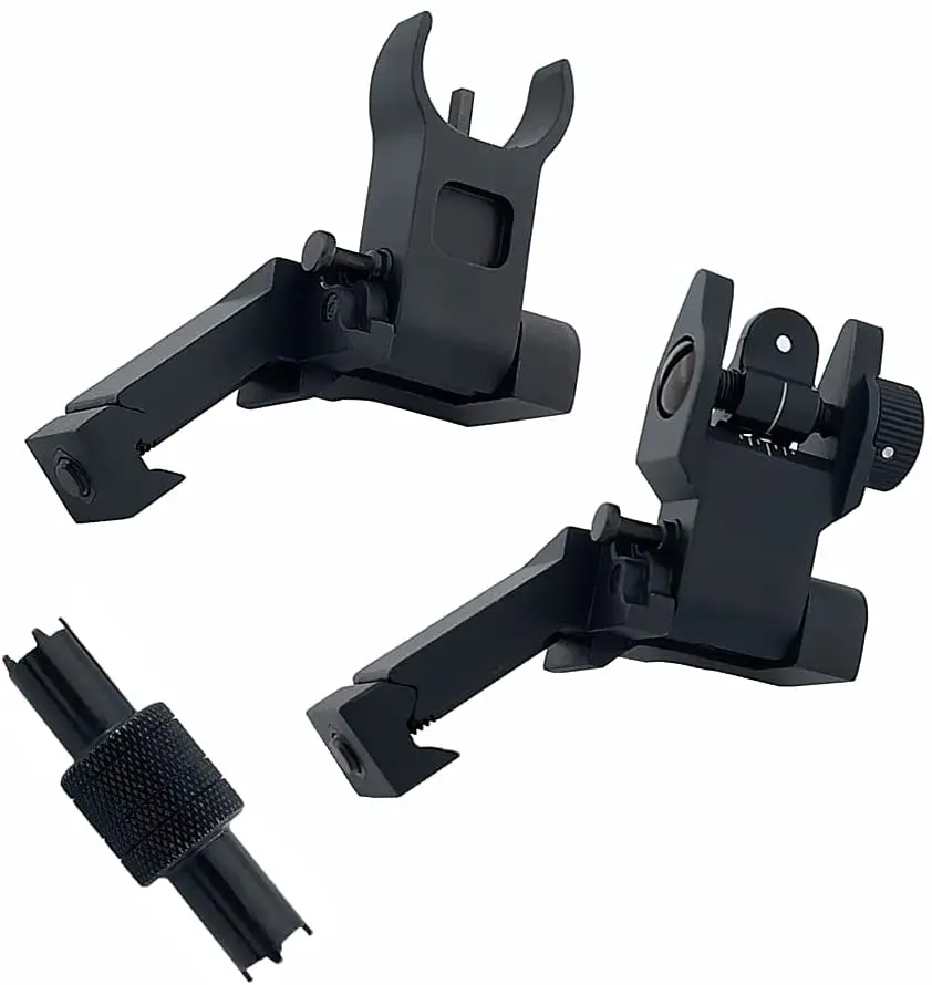 

Tactical 45 Degree Offset Flip-up Front and Rear Sights with Front Sight Adjustment Tool Fit Picatinny Weaver Rails