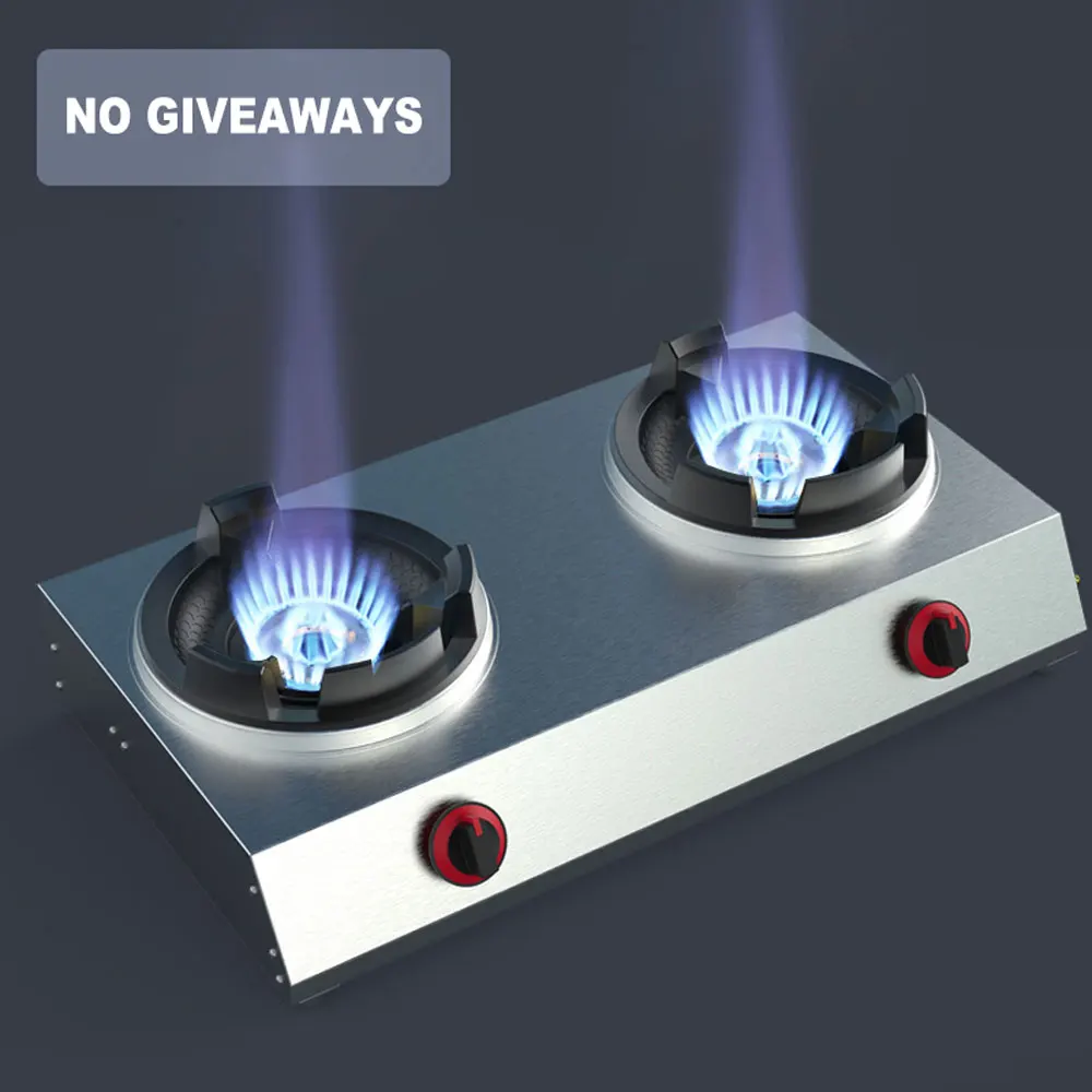 Gas Stove Dual-cooker Household Stainless Steel Commercial Medium And High Pressure Fierce Stove Desktop Gas Cooker For Kitchen